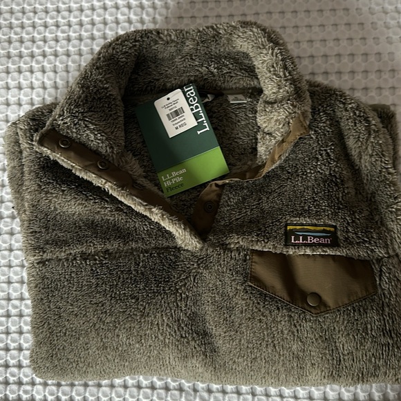 L.L. Bean Hi-Pile Fleece Pullover Womens Medium Dark Olive/Eucalyptus New w Tag - Picture 7 of 7